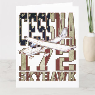 Carte De Remerciements Cessna 172 Skyhawk avec drapeau Vintage des États-