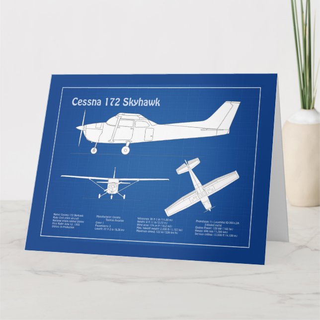 Carte De Remerciements Cessna 172 Skyhawk - Plan directeur de l'avion ABD (Devant)
