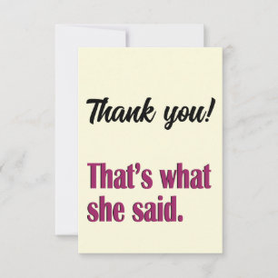 Carte De Remerciements C'est ce qu'elle a dit drôle, notes de remerciemen