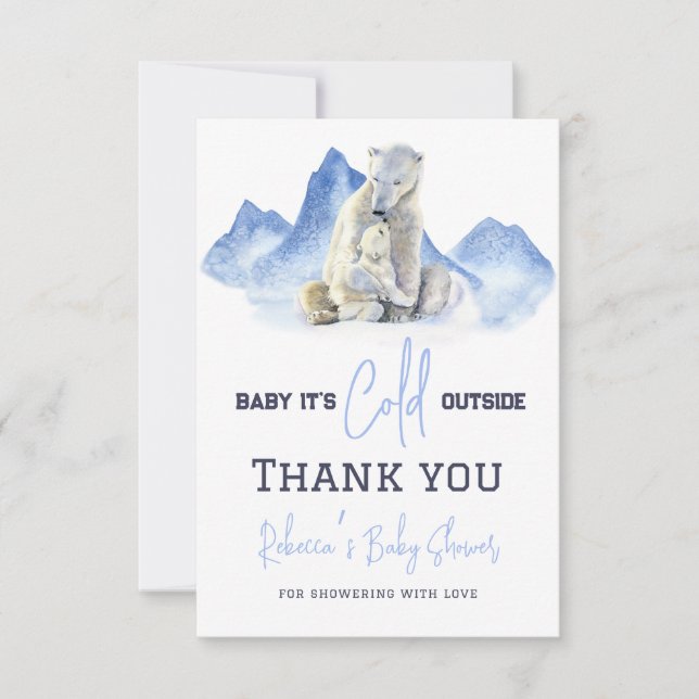 Carte De Remerciements C'est froid dehors Baby Shower ours polaire d'hive (Devant)