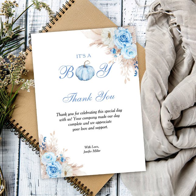 Carte De Remerciements C'est un Citrouille Baby shower garçon (Créateur téléchargé)