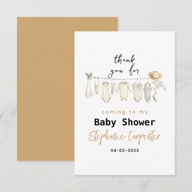 Carte De Remerciements C'est un garçon ! Baby shower Bleu - Cute & Sweet (Devant / Derrière)