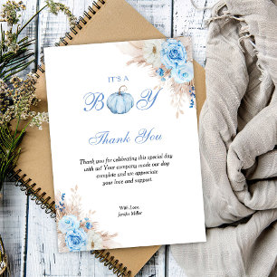 Carte De Remerciements C'est une citrouille pour Baby Shower garçon