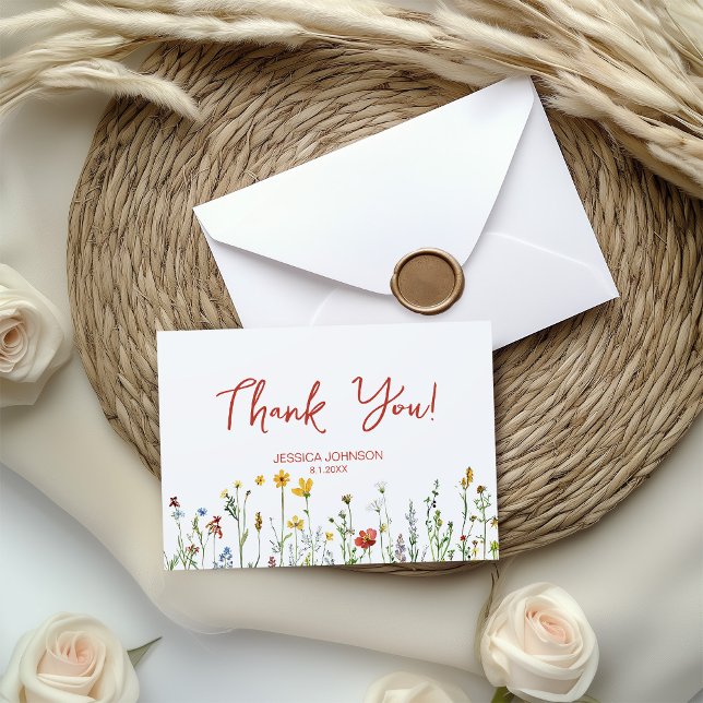 Carte De Remerciements C'est une fille avec Baby shower de fleurs de prin (Créateur téléchargé)