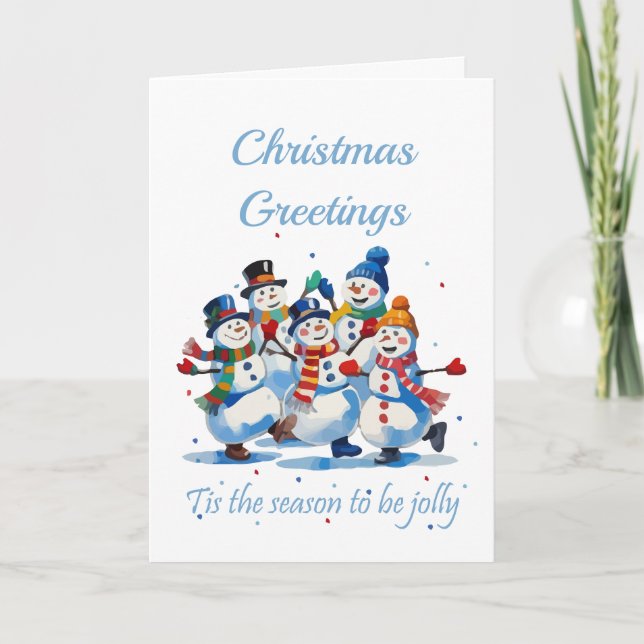 Carte De Remerciements Cette saison sera Jolly Dancing Jolly Snowmen (Devant)