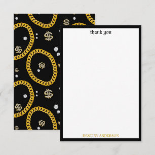 Carte De Remerciements Chaîne en or de lien cubain de musique Hip Hop Rap