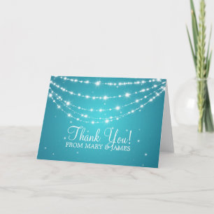 Carte De Remerciements Chaîne scintillante bleue de mariage "Merci"