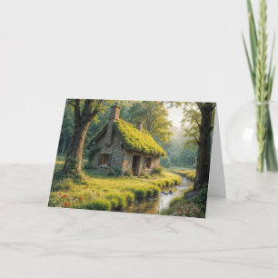 Carte De Remerciements Chalet Anniversaire pittoresque par un ruisseau de