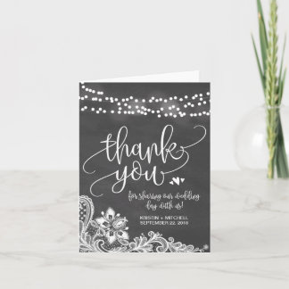 Carte De Remerciements Chalk Hanging Lights & Lace Wedding Thank You Card