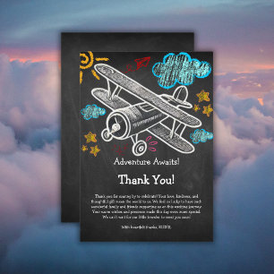 Carte De Remerciements Chalkboard Adventure Attend le Baby shower d'avion