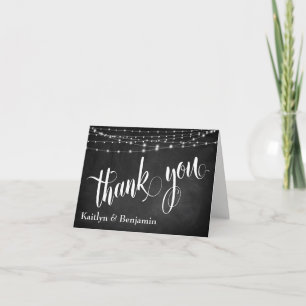 Carte De Remerciements Chalkboard, Bright White Light Strings Thank You