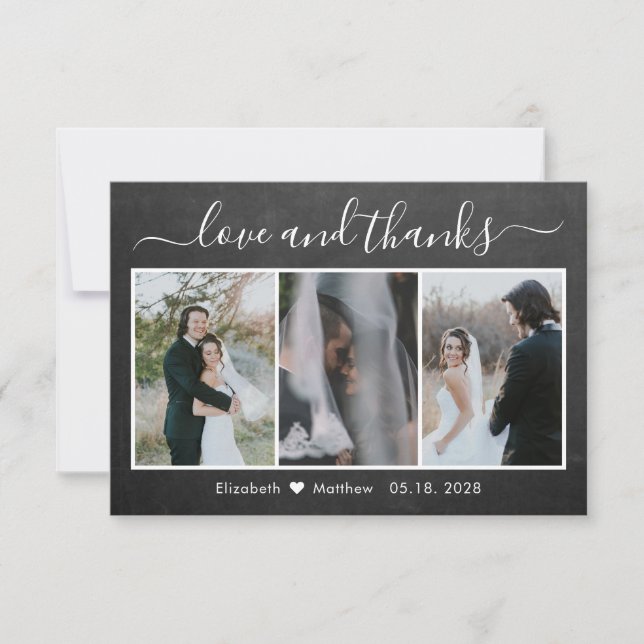 Carte De Remerciements Chalkboard Calligraphy Mariage Photo Collage (Devant)