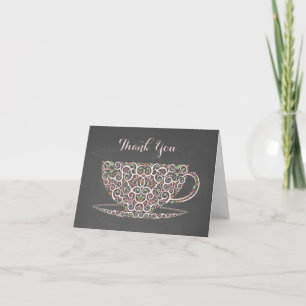 Carte De Remerciements Chalkboard Lacy Tea Tea Thank You Note Card
