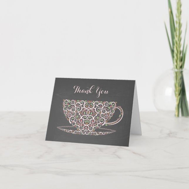 Carte De Remerciements Chalkboard Lacy Tea Tea Thank You Note Card (Devant)