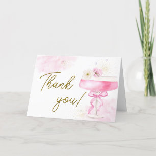 Carte De Remerciements Champagne Floral moderne Brunch Baby shower Bubbly