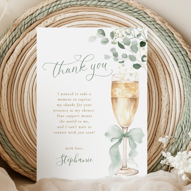 Carte De Remerciements Champagne Greenery Thank You Card (Créateur téléchargé)