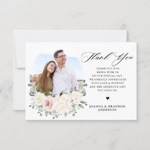 Carte De Remerciements Champagne Ivory Blush rose Floral Mariage