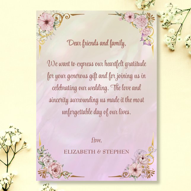 Carte de remerciements Champagne Peony vintage (Créateur téléchargé)