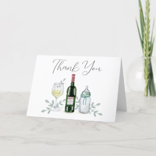 Carte De Remerciements Champagne verdoyante Sip & Voir Baby shower