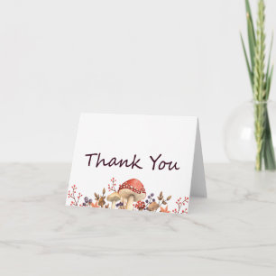 Carte De Remerciements Champignons d'automne, plantes et feuilles tombent