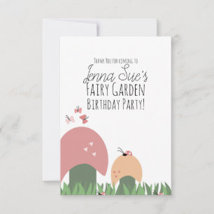 Carte De Remerciements Champignons du jardin de fées Ladybugs Papillons