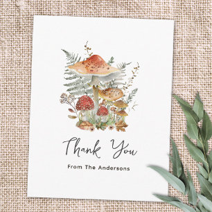 Carte De Remerciements Champignons et feuilles de fougère aquarelle vinta