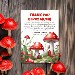 Carte De Remerciements Champignons rouges Baby shower des bois