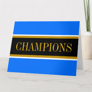 Carte De Remerciements CHAMPIONS Bleu Clair Noir Blanc Rayures de Course 