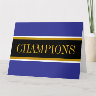 Carte De Remerciements CHAMPIONS Bleu Royal Noir Blanc Rayures de Course
