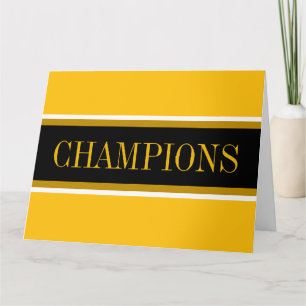 Carte De Remerciements CHAMPIONS Jaune Orange Noir Blanc Rayures