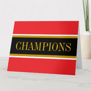 Carte De Remerciements CHAMPIONS Rouge vif Noir Blanc Rayures de course 