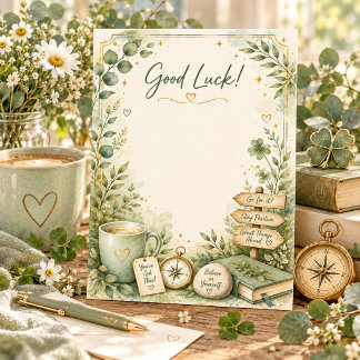 Carte De Remerciements Chance Encouragement Conviviale Vert Cottagecore