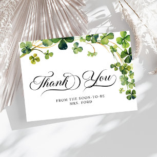Carte De Remerciements Chanceux en amour Baby Shower Trèfle Vert