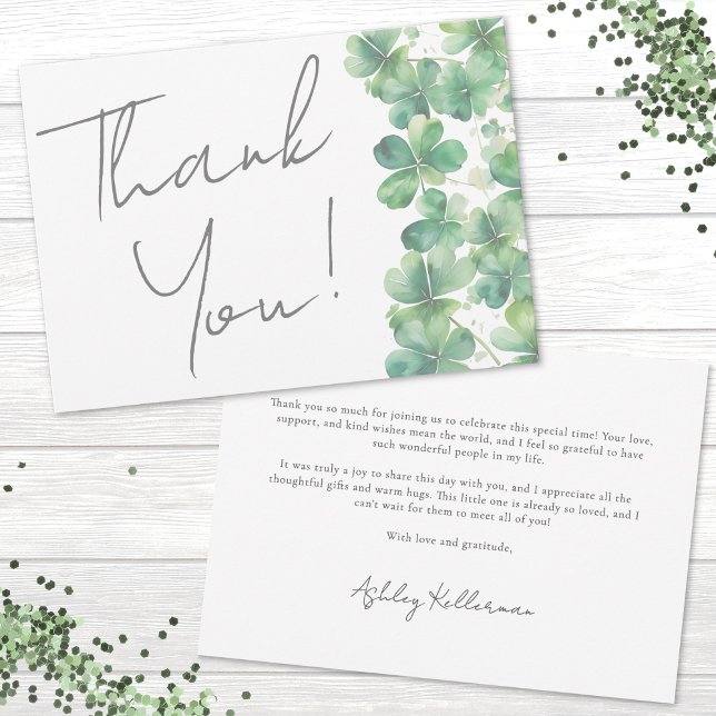 Carte De Remerciements Chanceux en amour Fête de mariage de la Saint-Patr (Lucky In Love St. Patrick's Day Bridal Shower Thank You Card)