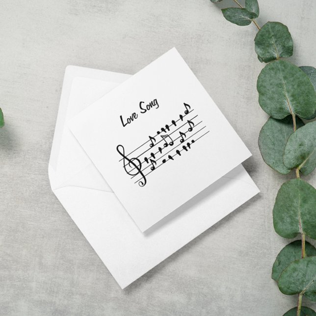 Carte De Remerciements Chant d'amour, oiseaux assis entre les notes music (Créateur téléchargé)
