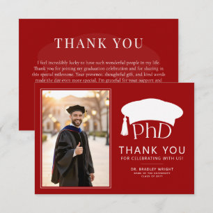 Carte De Remerciements Chapeau doctoral personnalisé de doctorat pour la