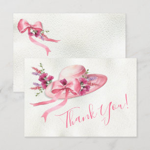 Carte De Remerciements Chapeau floral rose Baby Shower Derby Mariage