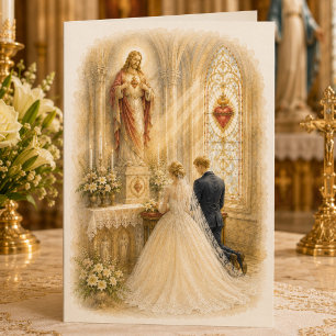 Carte De Remerciements Chapelle de mariage catholique du Sacré-Cœur en iv