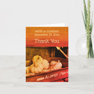 Carte De Remerciements Chariot de citrouilles automne rétro mariage perso