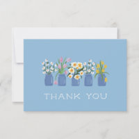 Chariot de fleurs bleues assorti au pot Mason
