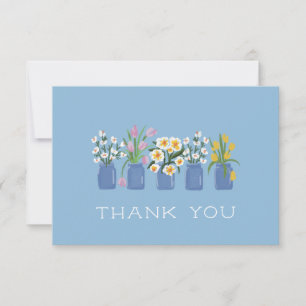 Carte De Remerciements Chariot de fleurs bleues assorti au pot Mason