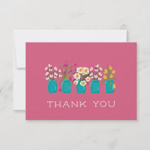 Carte De Remerciements Chariot de fleurs roses assorti au pot Mason