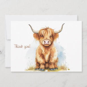 Carte De Remerciements Charme de campagne confortable Highland Cow