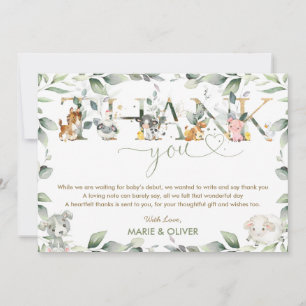 Carte De Remerciements Charme Ferme Animaux Baby shower Verdure Anniversa