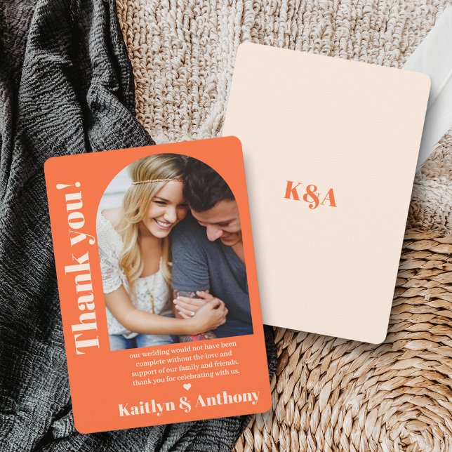 Carte De Remerciements Charme nostalgique Retro Photo Mariage (Créateur téléchargé)