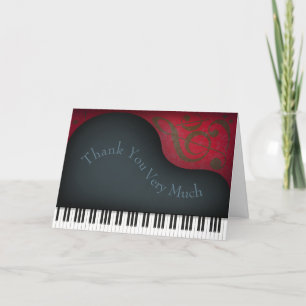 Carte De Remerciements Charming Black Grand Piano Musicien personnalisé