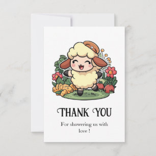 Carte De Remerciements Charming Cottagecore Sheep Baby shower