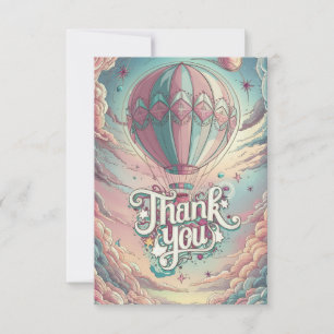 Carte De Remerciements Charming Nuages Hot Air Balloon