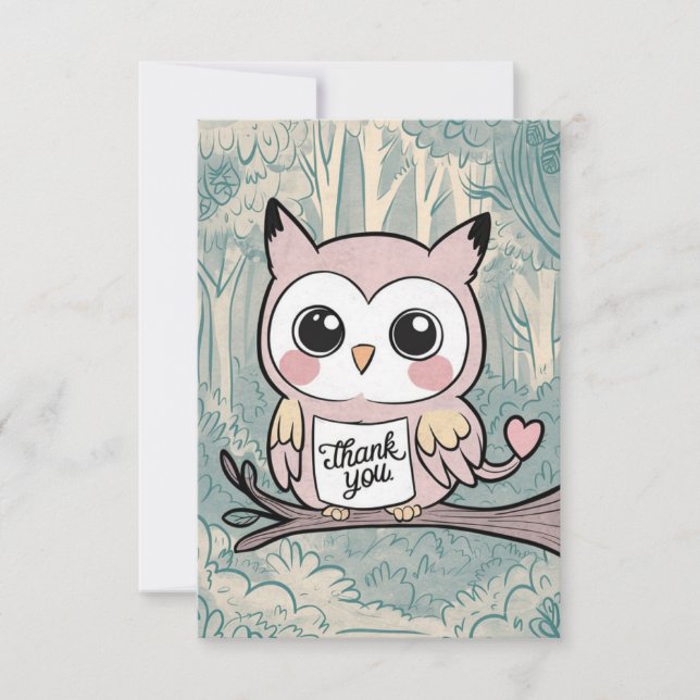 Carte De Remerciements Charming Owl coloré (Devant)