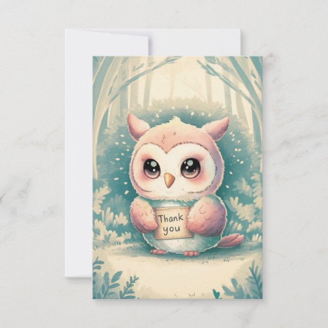 Carte De Remerciements Charming Owl simple (Devant)